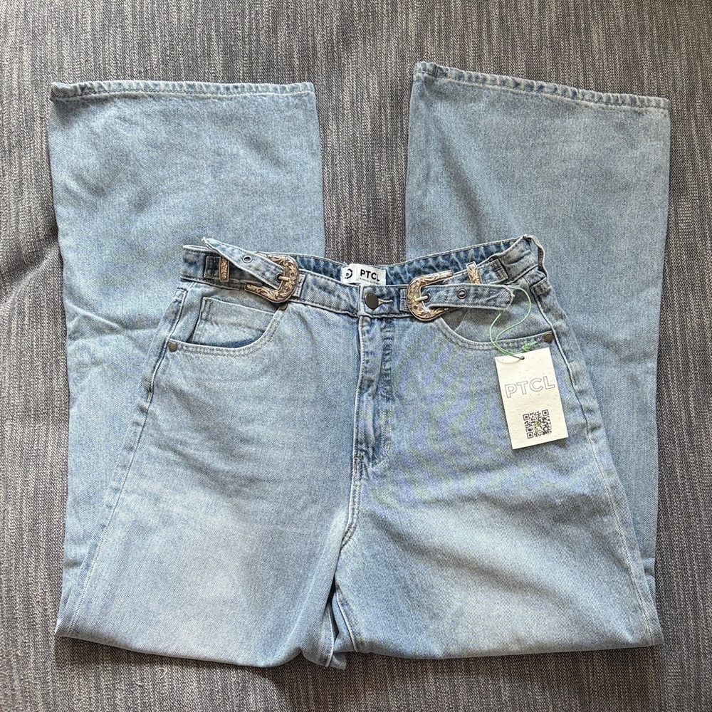 PTCL Light Blue Denim Jeans with Western Belt